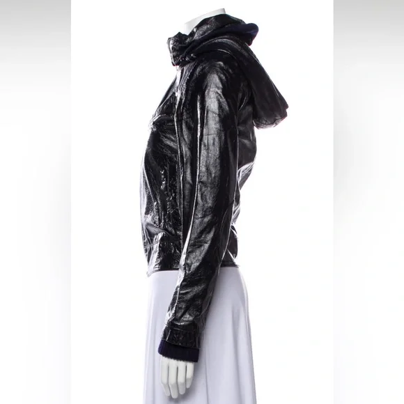 Alice + Olivia Leather Jacket - XS, Black and Navy Blue - Picture 2 of 4